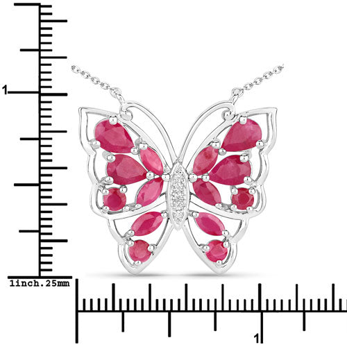 Bids.com 2.88 Carat Genuine Ruby and White Zircon .925 Sterling Silver Necklace Necklaces