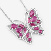 Bids.com 2.88 Carat Genuine Ruby and White Zircon .925 Sterling Silver Necklace Necklaces