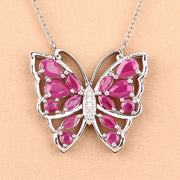 Bids.com 2.88 Carat Genuine Ruby and White Zircon .925 Sterling Silver Necklace Necklaces