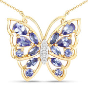 Bids.com 2.76 Carat Genuine Tanzanite and White Zircon .925 Sterling Silver Necklace Necklaces