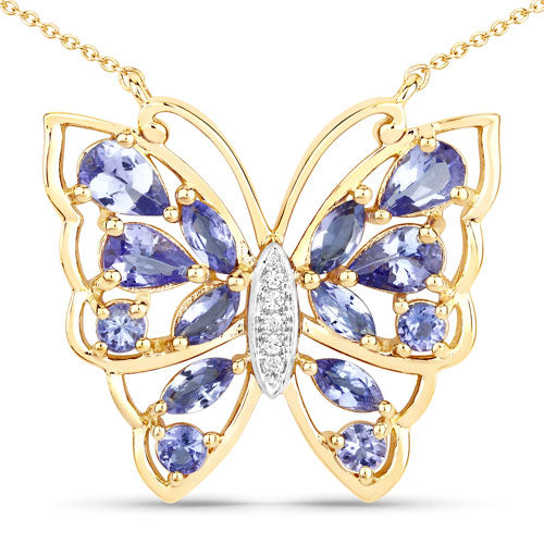 Bids.com 2.76 Carat Genuine Tanzanite and White Zircon .925 Sterling Silver Necklace Necklaces