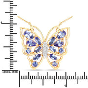 Bids.com 2.76 Carat Genuine Tanzanite and White Zircon .925 Sterling Silver Necklace Necklaces