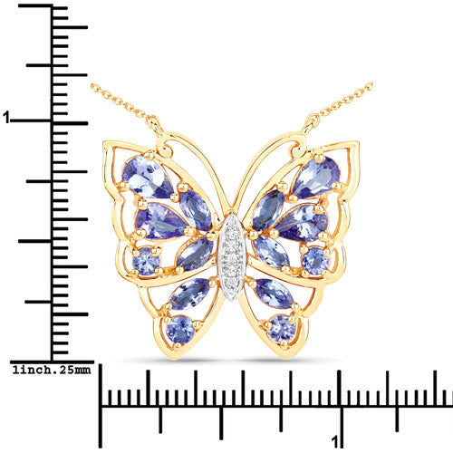 Bids.com 2.76 Carat Genuine Tanzanite and White Zircon .925 Sterling Silver Necklace Necklaces