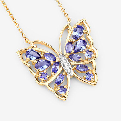 Bids.com 2.76 Carat Genuine Tanzanite and White Zircon .925 Sterling Silver Necklace Necklaces