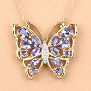 Bids.com 2.76 Carat Genuine Tanzanite and White Zircon .925 Sterling Silver Necklace Necklaces