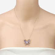 Bids.com 2.76 Carat Genuine Tanzanite and White Zircon .925 Sterling Silver Necklace Necklaces