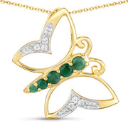 Bids.com 0.51 Carat Genuine Emerald and White Zircon .925 Sterling Silver Necklace Necklaces