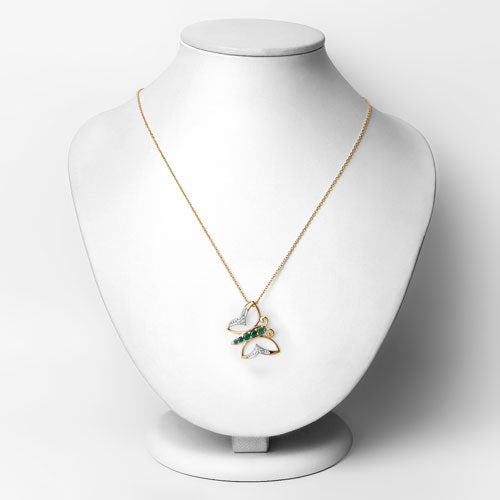 Bids.com 0.51 Carat Genuine Emerald and White Zircon .925 Sterling Silver Necklace Necklaces