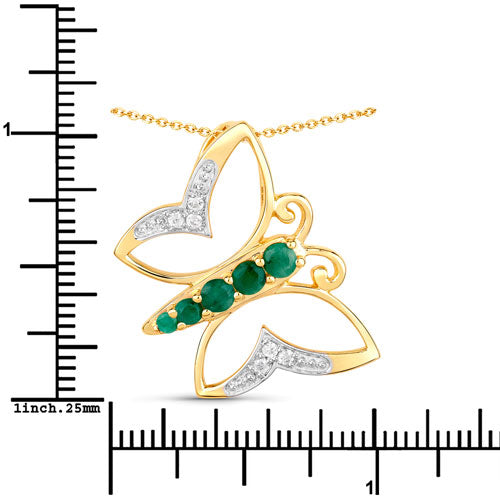 Bids.com 0.51 Carat Genuine Emerald and White Zircon .925 Sterling Silver Necklace Necklaces