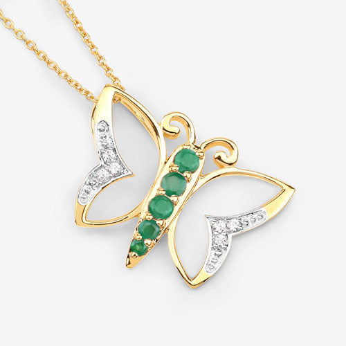 Bids.com 0.51 Carat Genuine Emerald and White Zircon .925 Sterling Silver Necklace Necklaces