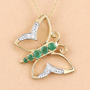 Bids.com 0.51 Carat Genuine Emerald and White Zircon .925 Sterling Silver Necklace Necklaces