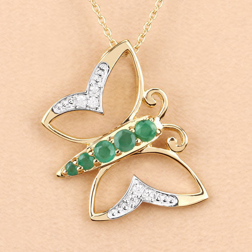 Bids.com 0.51 Carat Genuine Emerald and White Zircon .925 Sterling Silver Necklace Necklaces