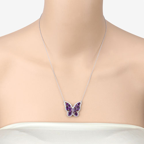 Bids.com 4.32 Carat Genuine Amethyst .925 Sterling Silver Necklace Necklaces