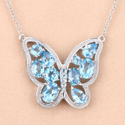 Bids.com 5.54 Carat Genuine Swiss Blue Topaz .925 Sterling Silver Necklace Necklaces