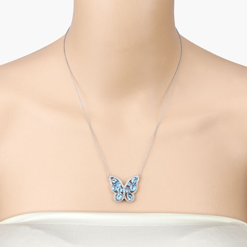 Bids.com 5.54 Carat Genuine Swiss Blue Topaz .925 Sterling Silver Necklace Necklaces