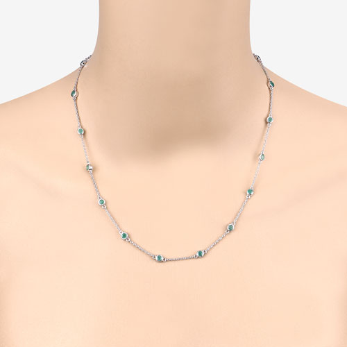 Bids.com 1.80 Carat Genuine Emerald .925 Sterling Silver Necklace Necklaces