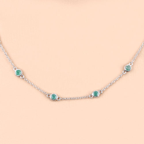 Bids.com 1.80 Carat Genuine Emerald .925 Sterling Silver Necklace Necklaces