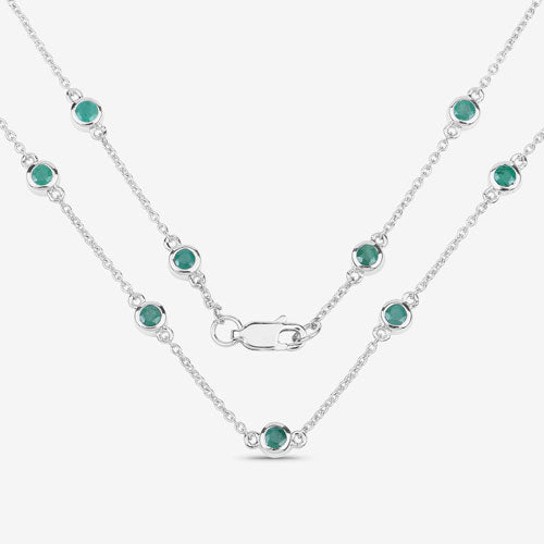 Bids.com 1.80 Carat Genuine Emerald .925 Sterling Silver Necklace Necklaces