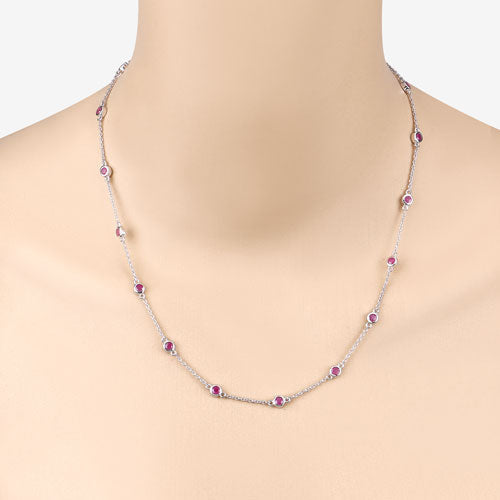 Bids.com 2.34 Carat Genuine Ruby .925 Sterling Silver Necklace Necklaces