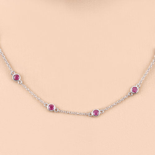 Bids.com 2.34 Carat Genuine Ruby .925 Sterling Silver Necklace Necklaces