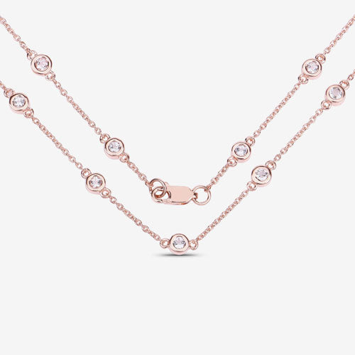Bids.com 1.62 Carat Genuine Morganite .925 Sterling Silver Necklace Necklaces