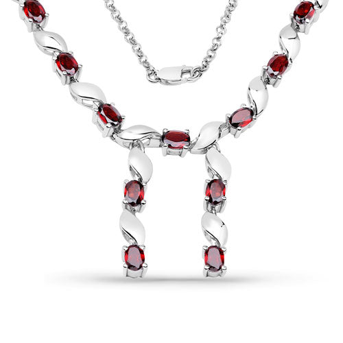 Bids.com 7.65 Carat Genuine Garnet .925 Sterling Silver Necklace Necklaces