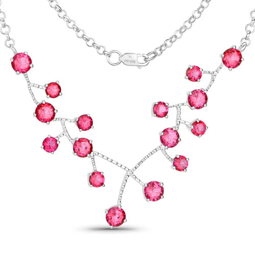 Bids.com 7.92 Carat Genuine Pink Topaz .925 Sterling Silver Necklace Necklaces