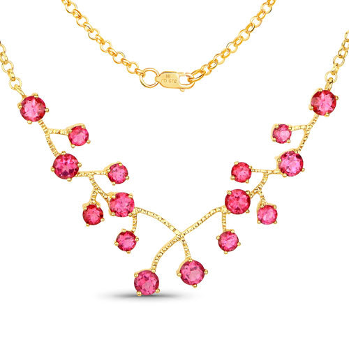 Bids.com 7.92 Carat Genuine Pink Topaz .925 Sterling Silver Necklace Necklaces