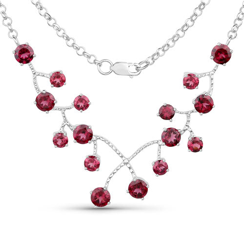 Bids.com 6.00 Carat Genuine Rhodolite Garnet .925 Sterling Silver Necklace Necklaces