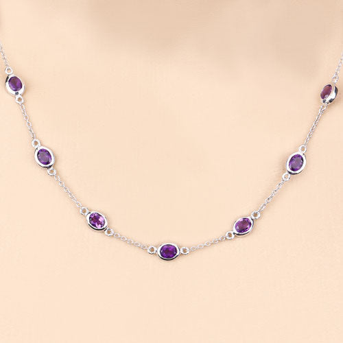 Bids.com 6.12 Carat Genuine Amethyst .925 Sterling Silver Necklace Necklaces