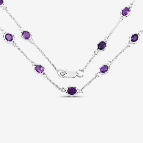 Bids.com 6.12 Carat Genuine Amethyst .925 Sterling Silver Necklace Necklaces
