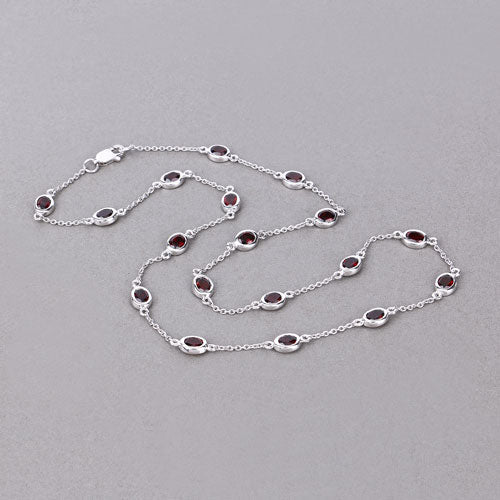 Bids.com 8.10 Carat Genuine Garnet .925 Sterling Silver Necklace Necklaces