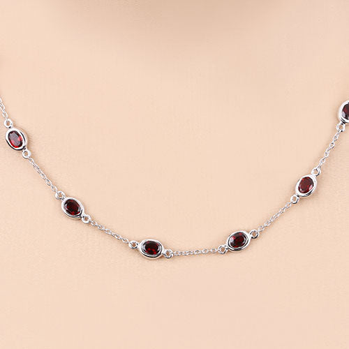 Bids.com 8.10 Carat Genuine Garnet .925 Sterling Silver Necklace Necklaces
