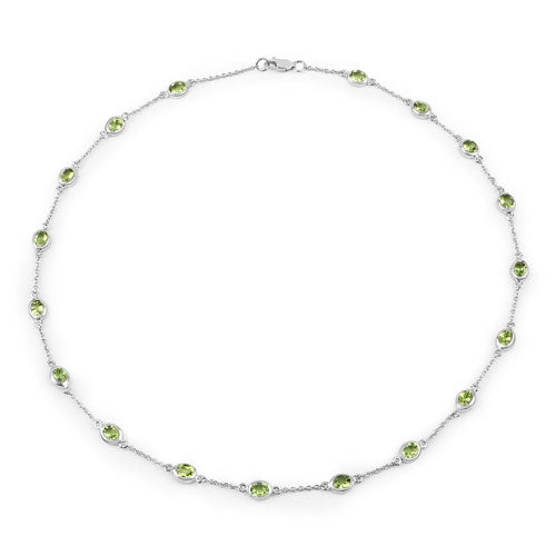 Bids.com 6.30 Carat Genuine Peridot .925 Sterling Silver Necklace Necklaces