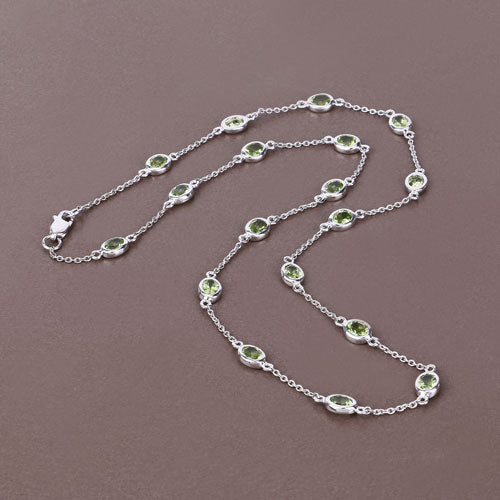 Bids.com 6.30 Carat Genuine Peridot .925 Sterling Silver Necklace Necklaces