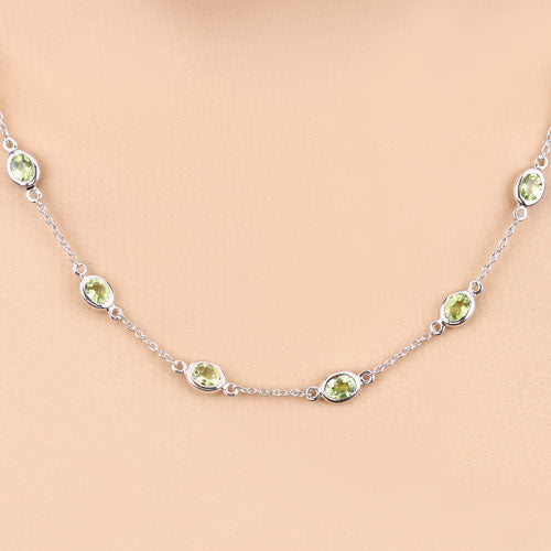 Bids.com 6.30 Carat Genuine Peridot .925 Sterling Silver Necklace Necklaces