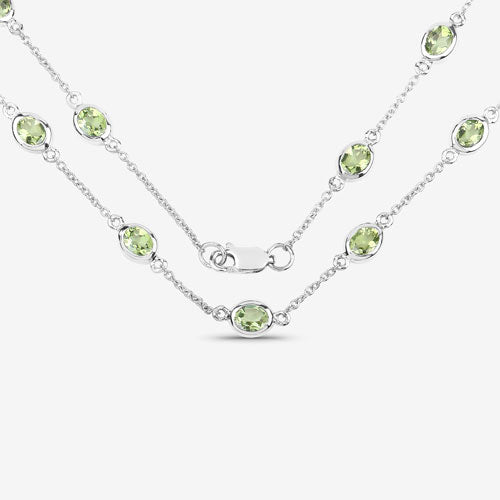 Bids.com 6.30 Carat Genuine Peridot .925 Sterling Silver Necklace Necklaces