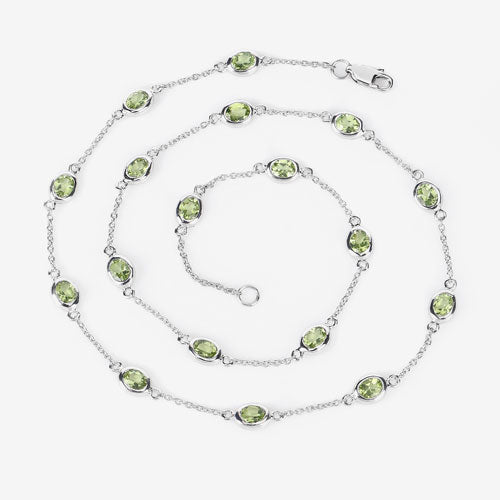 Bids.com 6.30 Carat Genuine Peridot .925 Sterling Silver Necklace Necklaces