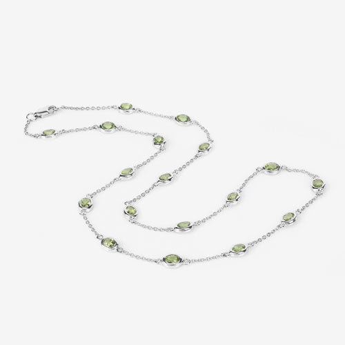 Bids.com 6.30 Carat Genuine Peridot .925 Sterling Silver Necklace Necklaces