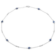 Bids.com 6.43 Carat Genuine Blue Sapphire and White Diamond .925 Sterling Silver Necklace Necklaces