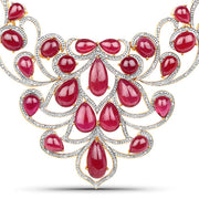 Bids.com 160.14 Carat Glass Filled Ruby and White Diamond .925 Sterling Silver Necklace Necklaces
