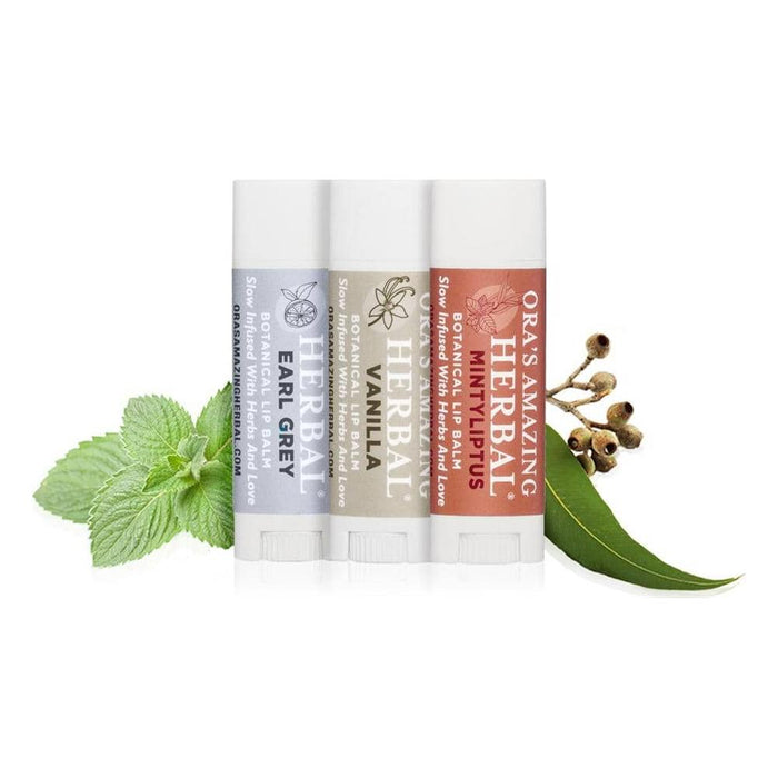 Ora'S Amazing Herbal - Natural Lip Balm 3 Pack, Vanilla, Earl Grey, Mintyliptus
