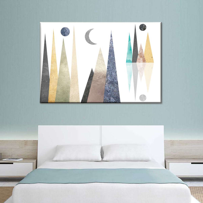 Geometric Mountain Scene Wall Art