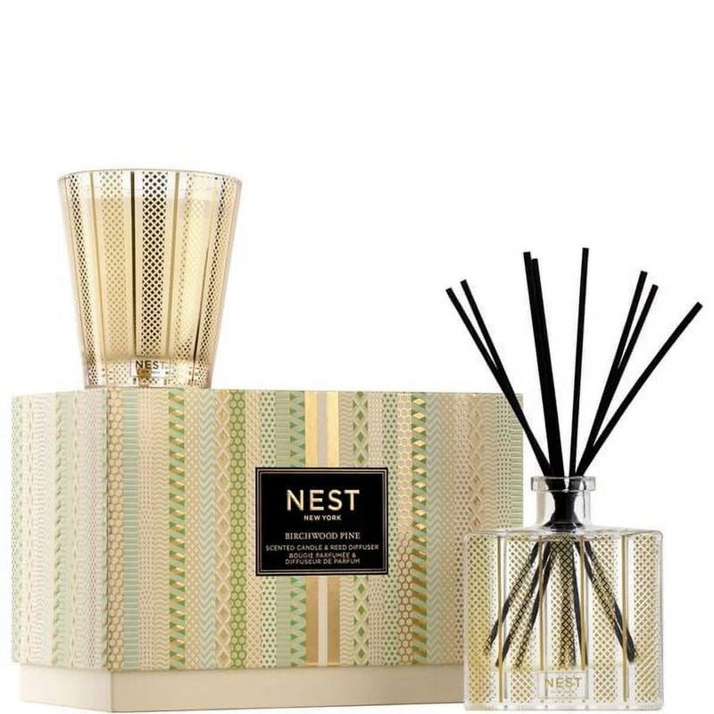 Nava Beauty Nest New York Birchwood Pine Classic Candle & Reed Diffuser Set Fragrance White Smoke