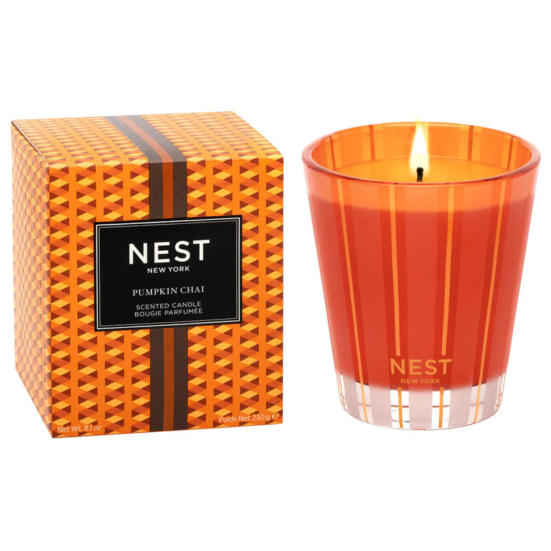 Nava Beauty Nest New York Pumpkin Chai Candle White Smoke Votive 2 OZ,Classic 8.1 OZ,3-Wick 21.2 OZ,Luxury 47.3 OZ