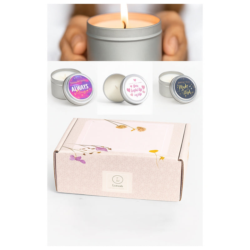 Lizush Trio of Tin Soy Candle - Scented with Bergamot and Lavender Essential oils