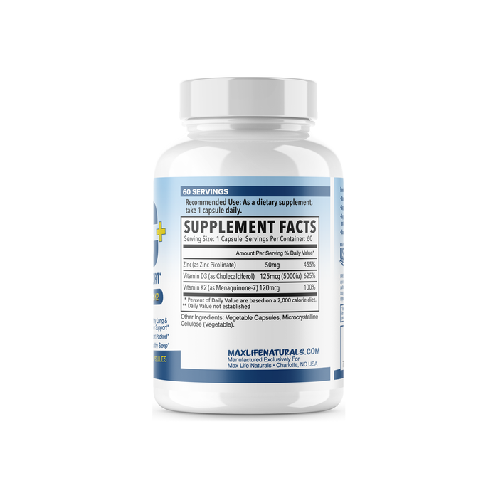 ZINC + Immune Health Support - Enhanced with Vitamin D3 and K2