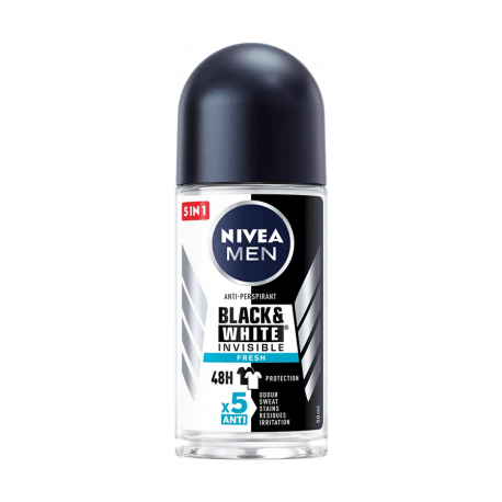 Nivea Nivea Men Black & White Invisible Fresh 48H 5 in 1 Roll-On Deodorant 50 ml Roll-On Deodorant