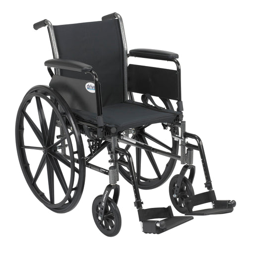 RIO Medical Supplies Cruiser III Light Weight Wheelchair with Flip Back Removable Arms, Full Arms, Swing away Footrests, 20" Seat