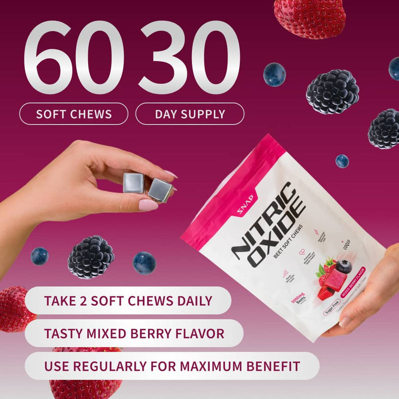 Snap Supplements Nitric Oxide Beet Soft Chews - Buy 3, Get 2 Free!